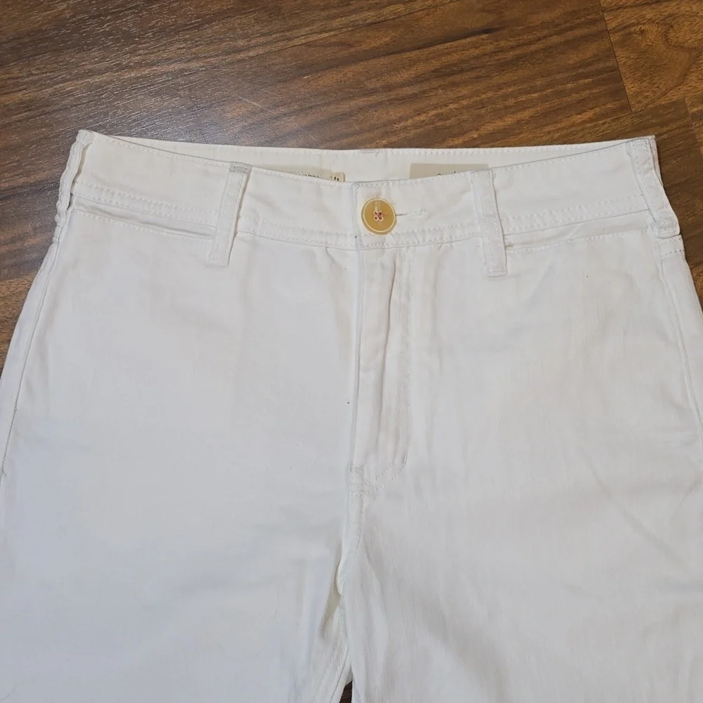 Pilcro and the Letterpress Cropped Off White Pants with Wide Cuff - Picture 2 of 11